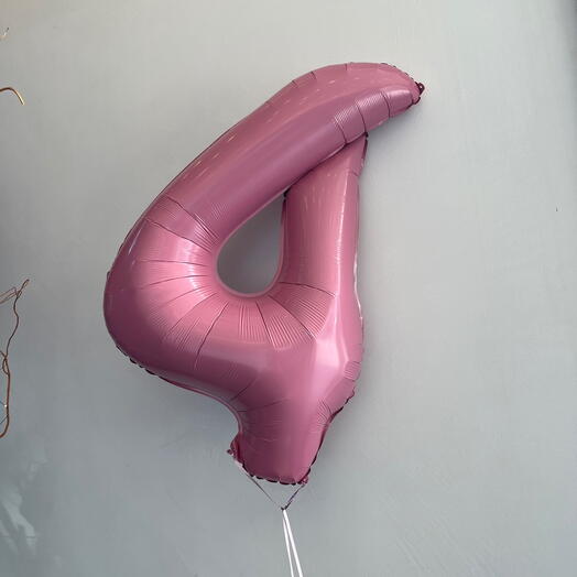 Шар цифра 3,4,5,6,7,8,9 розовая с гелием