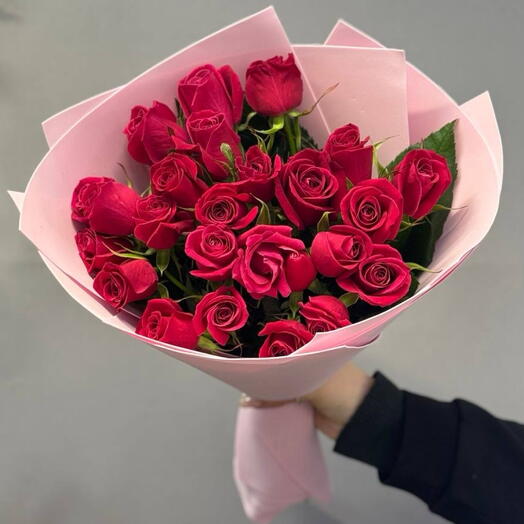 25 малиновых роз «Малинка»