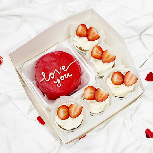 Набор бенто торт с капкейками love you на 14 февраля