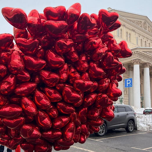 Шары под потолок 100 сердец