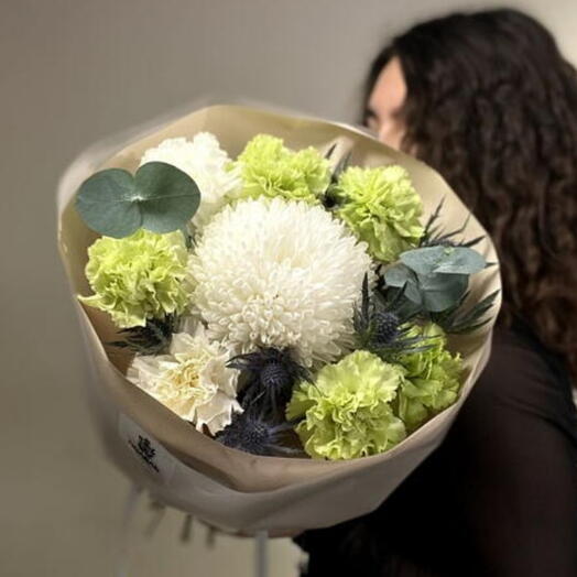 Букет нежность любви 💞 диантусы, хризантема, эрингиум