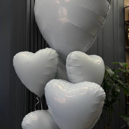 🩶Фонтан из сердце/6 шт фольгированный/сердце белое/Цветы Магнитогорск/доставка Магнитогорск