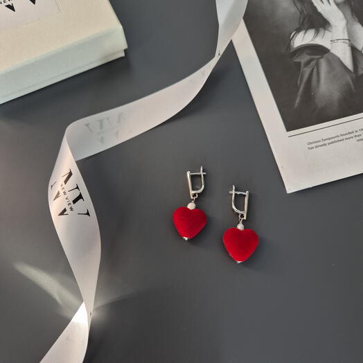 Серьги "Плюшевые сердечки"