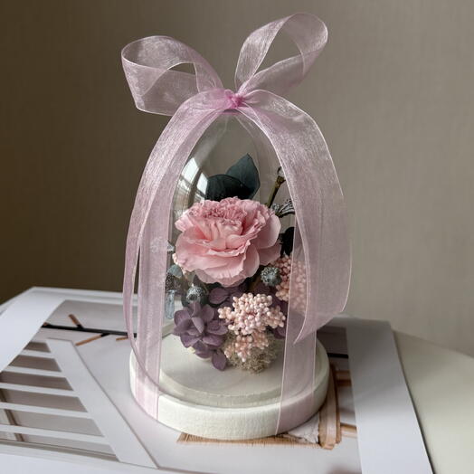 Клош с розовой пионовидной стабилизированной розой