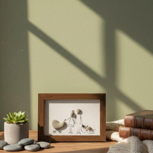 Картина из камней «Наша история», подарок на рождение ребенка или выписку