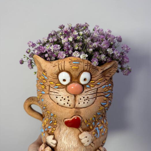 Котик керамический с гипсофилой