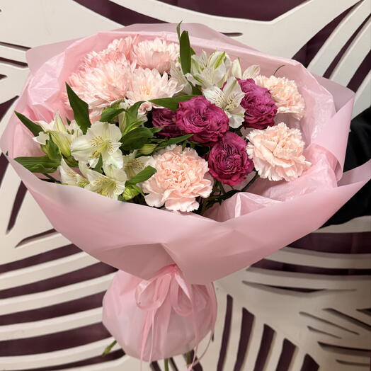 Букет 🌸Чувства здесь🌸из диантуса,альстромерии,кустовой розы и кустовой хризантемы