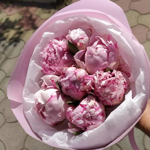 Букет розовых пионов (7 шт)