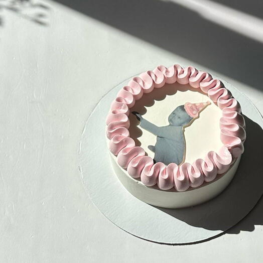 Бенто-торт «Pink Teddy» — бенто торт, милый торт, торт для девушки, минималистичный торт, торт с рисунком, эстетичный десерт