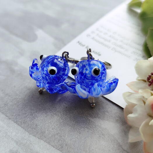 Серьги Осьминожки в стрессе mini лэмпворк