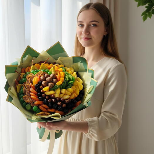Букет из сухофруктов изумрудный