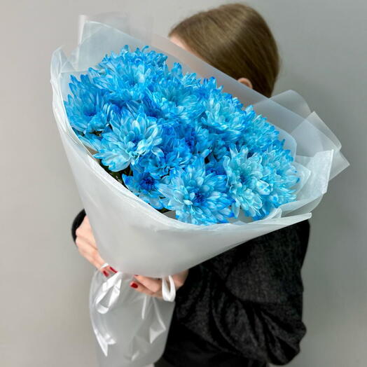 Букет из 5 Синие хризантемы 💙