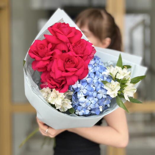 Букет дофамин с францией и гортензией️😍🦋