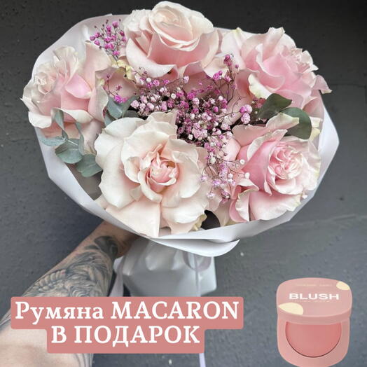Букет из французских роз - Французский поцелуй + подарок от
Vivienne Sabo - румяна MACARON