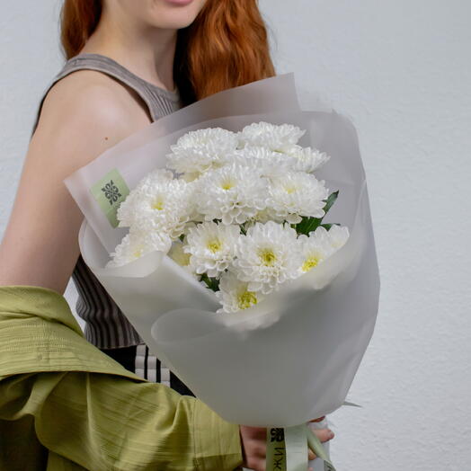 Букет из белых хризантем Алтай, 3 шт