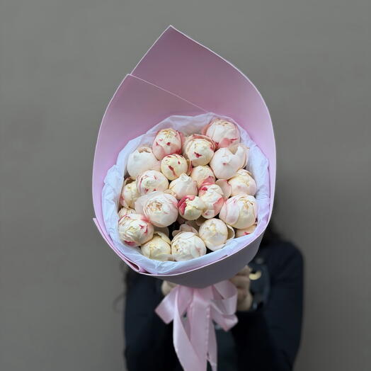 ✅Bouquet of bush peony roses Strawberry sundae"