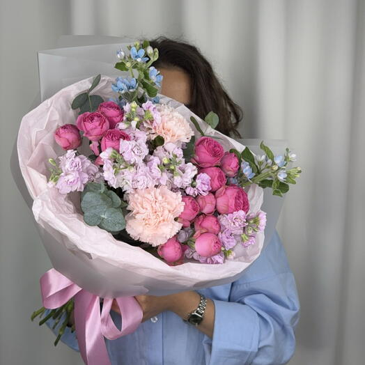 Нежный дофамин ☺️💞 | незабудки, кустовые розы, ароматная матиола