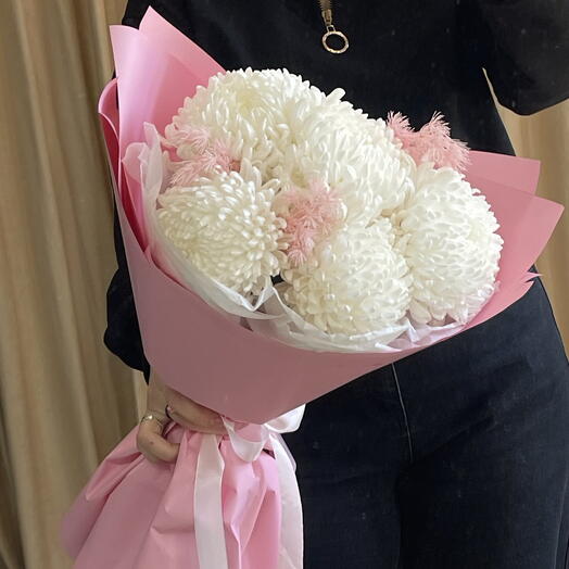 Букет из белых хризантем бигуди 🌸