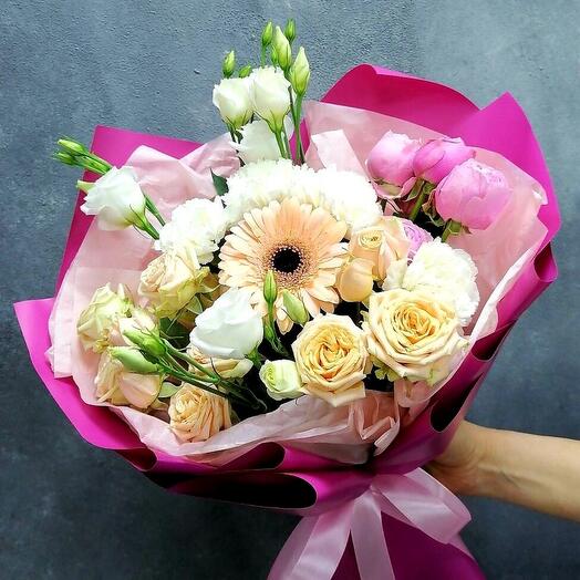 Bouquet Milano with gerbera and eustoma