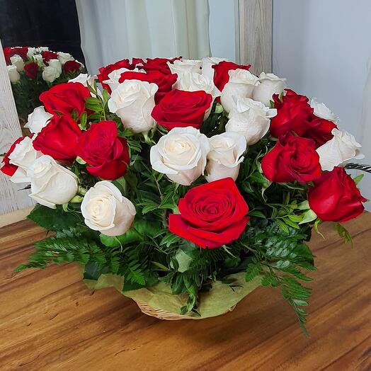Basket of 45 roses