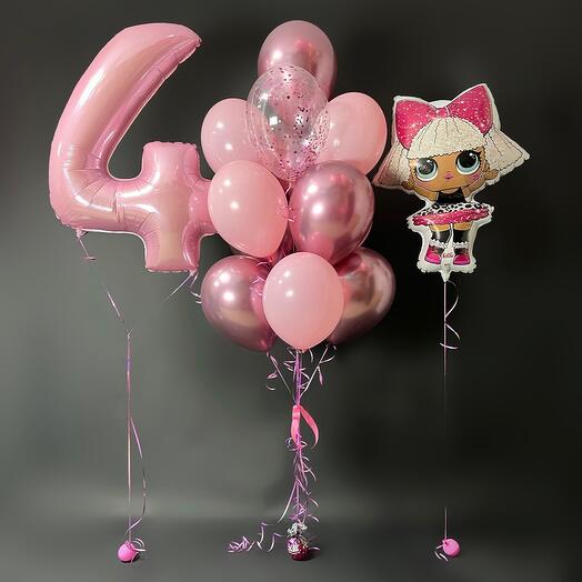 Pink Balloons with doll Lol for Girls