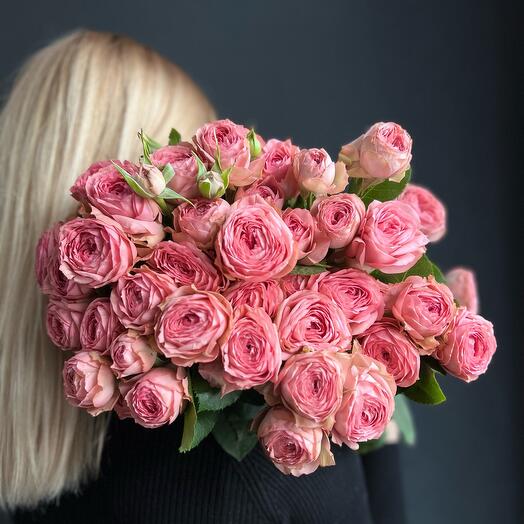 Mono bouquet of bush peony roses