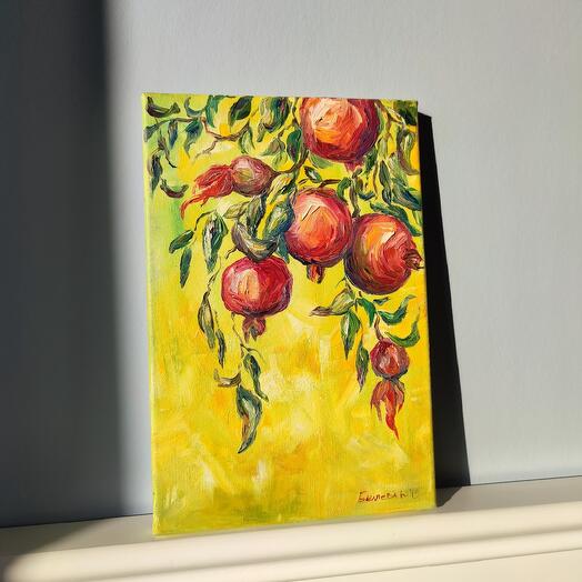 Pintura al óleo "granadas Solares"