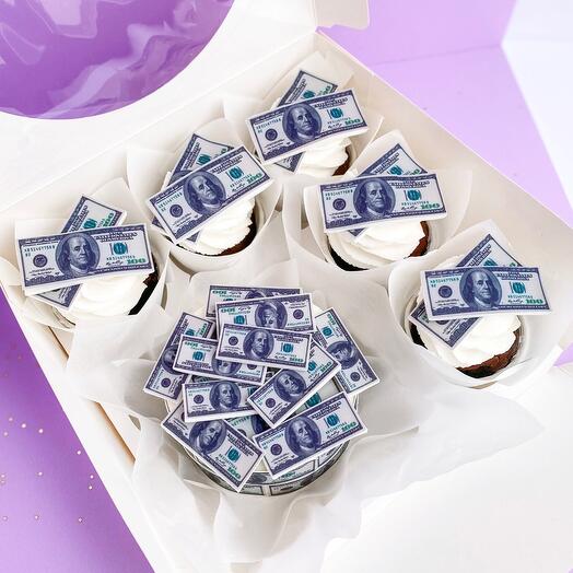 Conjunto de" Dinero " Bento pastel y cupcakes con dólares