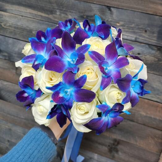Ramo de boda de terciopelo azul