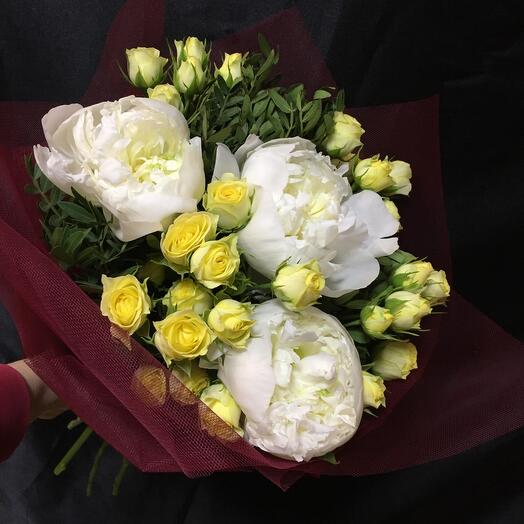 With white peonies