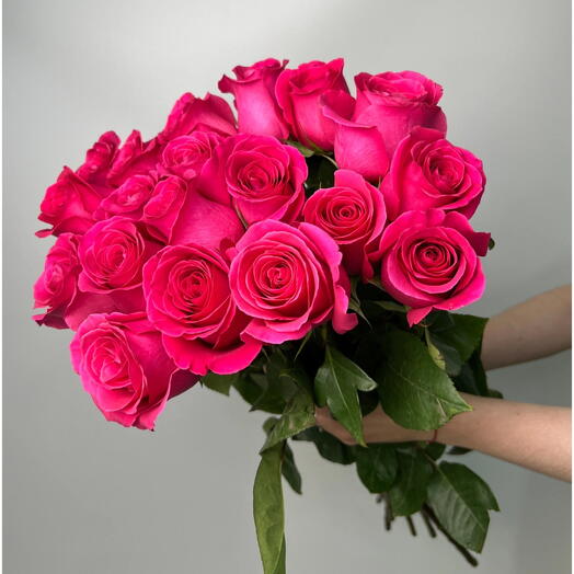 25 pink roses 60 cm