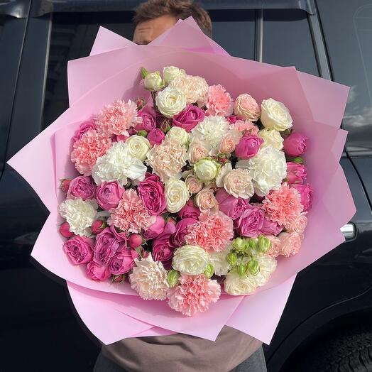 Large Pink Bouquet with peony-shaped roses(00040002004005)