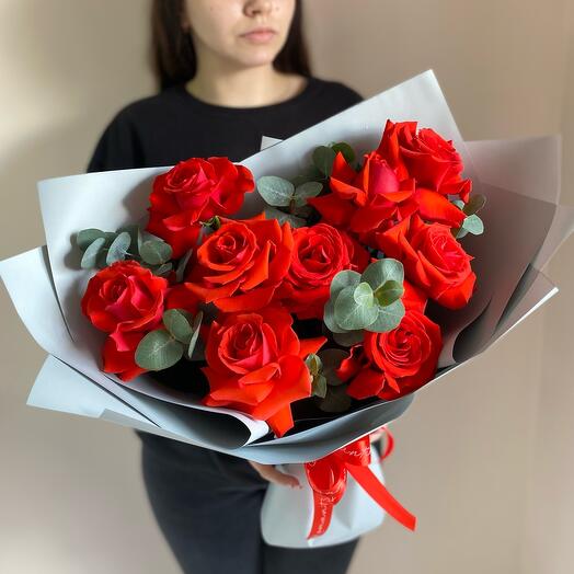Любовь 🍒(Алая французская роза Нина и эвкалипт)