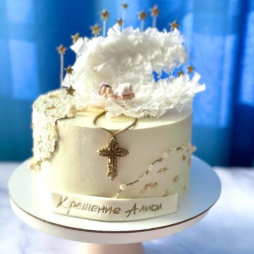 Торт на Крещение с крыльями