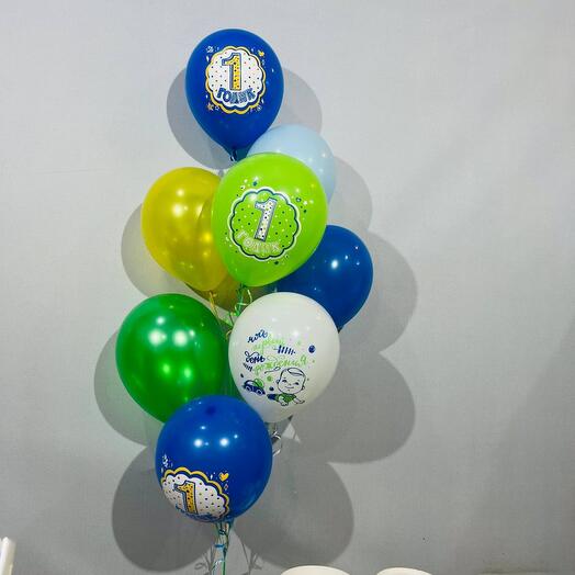Balloons for a 1-year-old boy's birthday, 9 pieces
