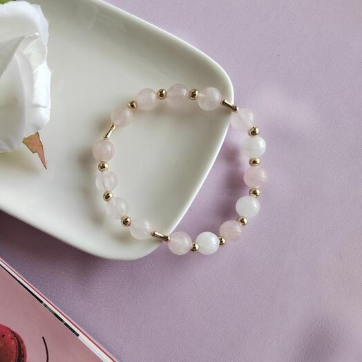 Браслет из лунного камня и розового кварца