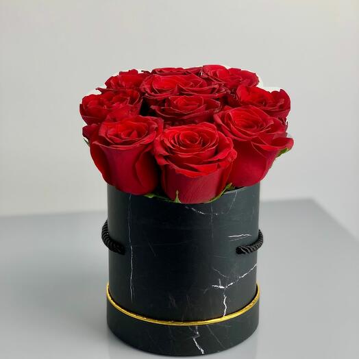 Black Marble Box (Red Roses)