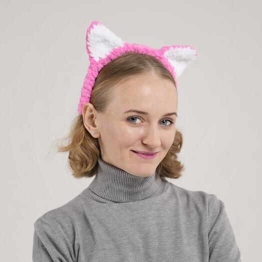 Ободок ручной вязки "Кошка"