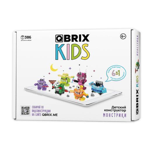 Конструктор для детей QBRIX KIDS Монстрики (коллекционный набор 6 в 1)