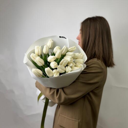 АКЦИЯ Белые тюльпаны 25шт