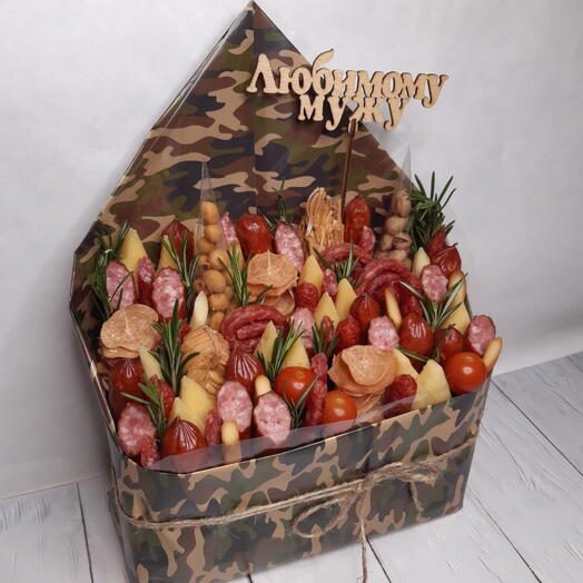 Мужской букет конверт "Защитнику"