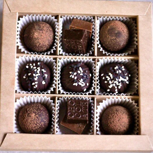 A set of truffles and chocolate without sugar