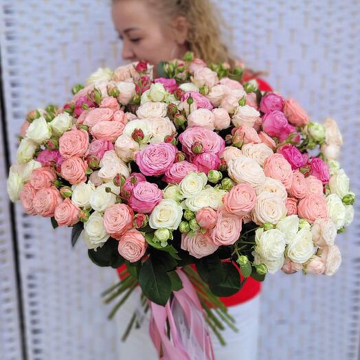XL Бомбастик (микс кустовых пионовидных роз 35шт)