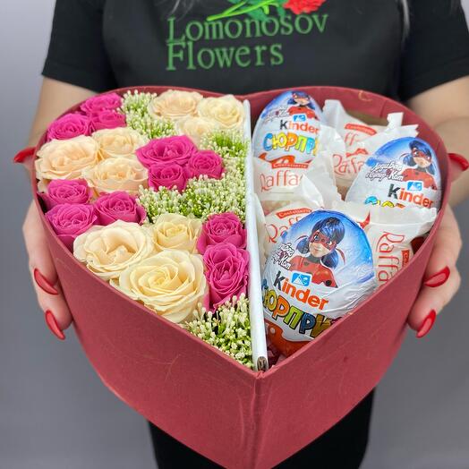 A box with flowers and sweets