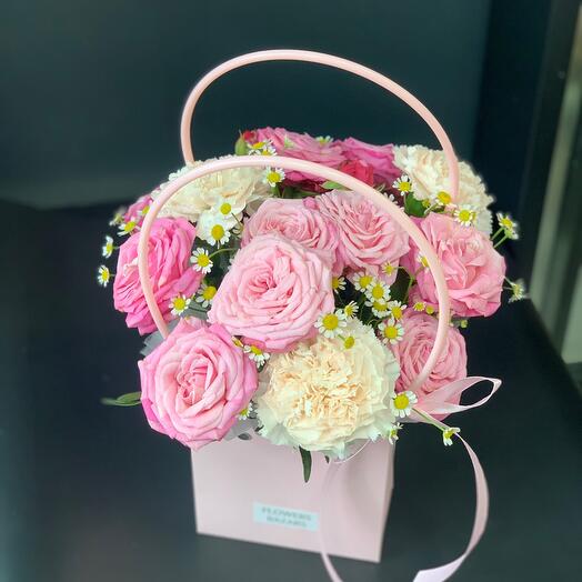 The flowers in the box are delicate