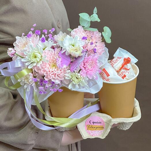 Caramelos Rafaello y flores