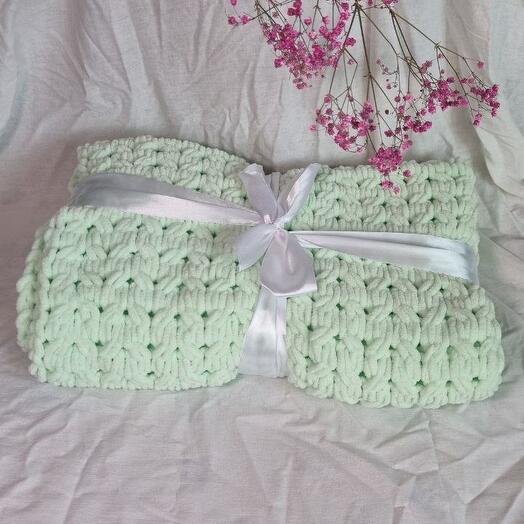 Плед "Мятный" из плюшевой пряжи