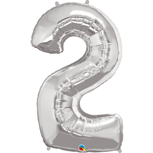 Silver Number Two Helium Balloon -5364