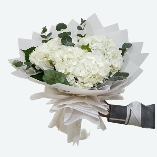 3 White Hydrangea Bouquet