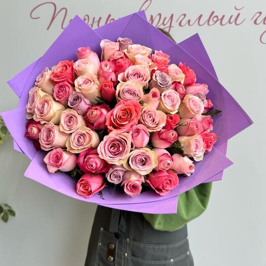 -20%АКЦИЯ🌹Моно|51 розы Кенийские микс|оформление|Цветы в Уфе